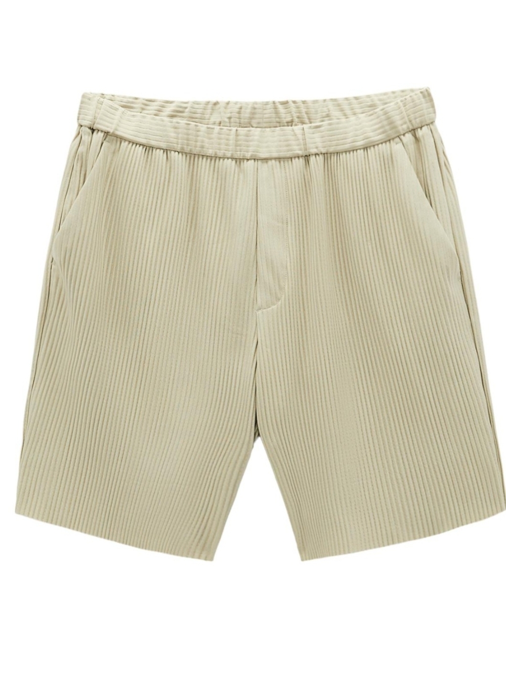 Zara Men's Pleated Knit Shorts in Light Beige